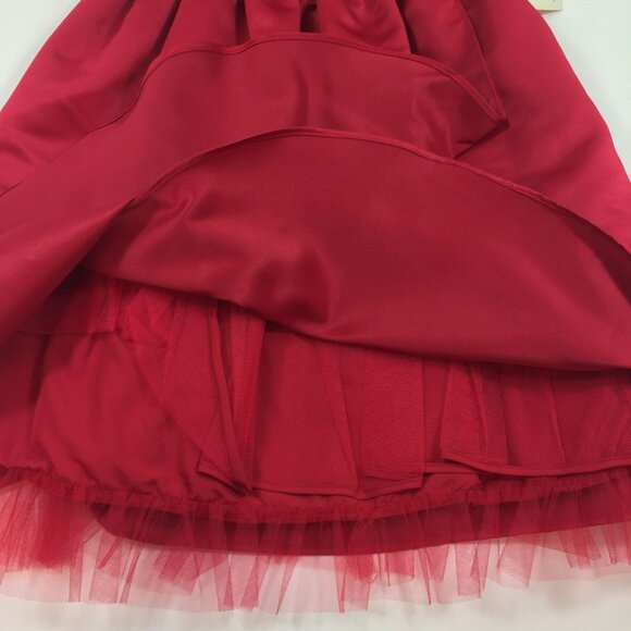 Marmellata Girl's Red Dress Rosette Tulle Underlay Fancy Party Holiday Size 4T - Picture 8 of 16